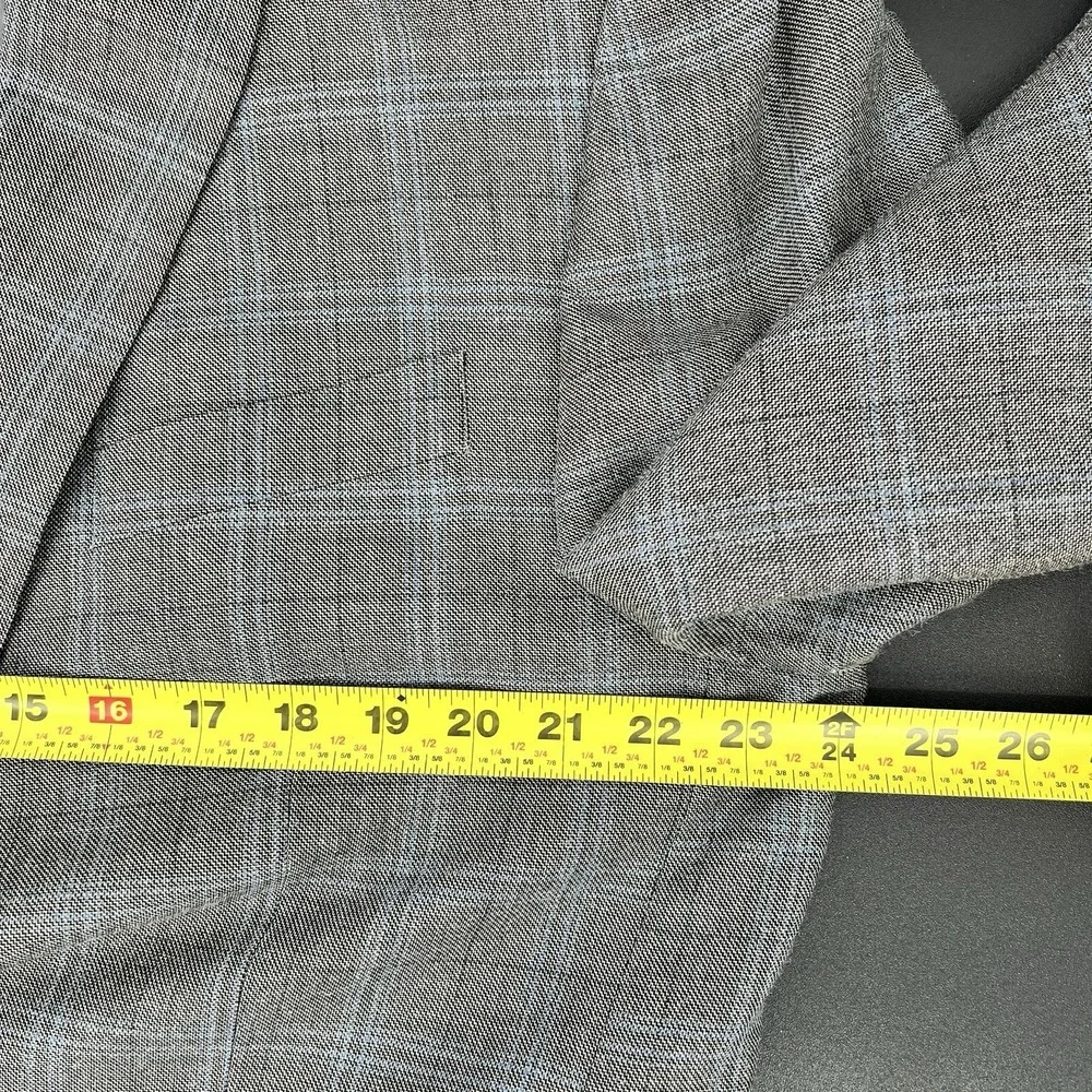 Lauren Ralph Lauren Blazer Jacket Mens Size 46L Silk Wool‎ Gray Plaid Sport Coat